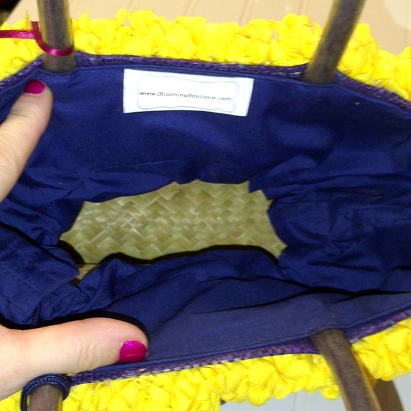 New with tags, Floral Woven Tote Straw Purse Handbag - Picture 7 of 7